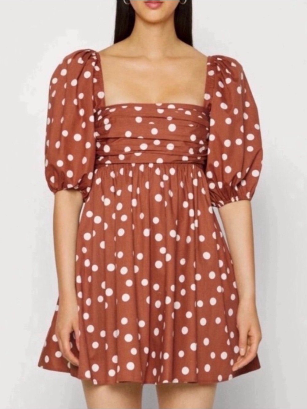 Abercrombie & Fitch Brown Polka Dot Puff Sleeve Mini Dress
